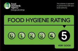 Food Standards Agency food hygiene rating 5, very good